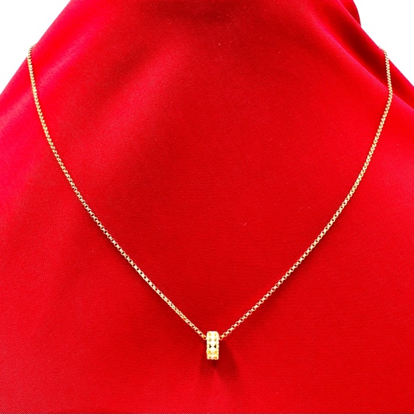 Roberto Coin 18K Gold Princess Rondel Pendant With Diamonds - Picture 2 of 5